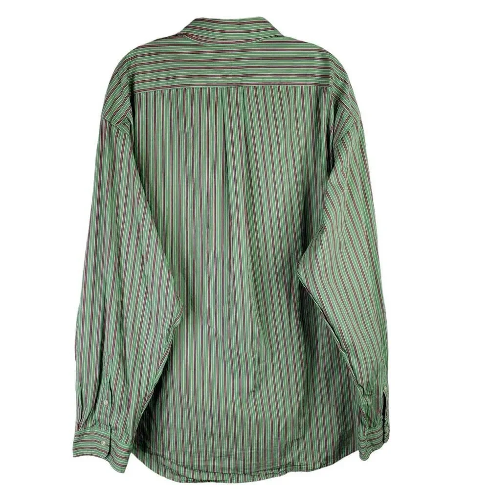 Polo Ralph Lauren Shirt Oxford Button Down Mens 3XB Green Stripe LS